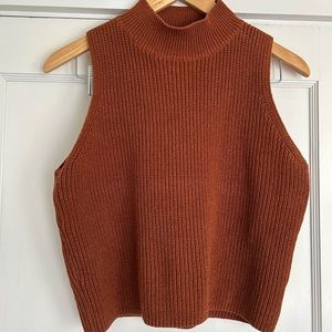 Reformation sleeveless knit mock neck, burnt orange, large